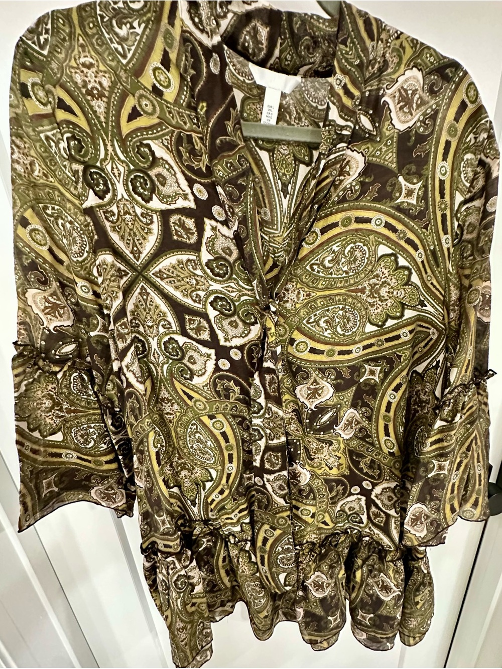 H&M Olive & Brown Paisley Tunic
